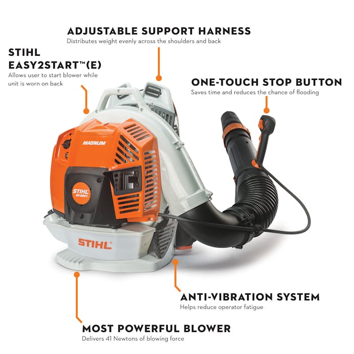 STIHL® BR 800 C‑E Backpack Blower | 79.9 cc Engine | 41 Newtons Blowing Force
